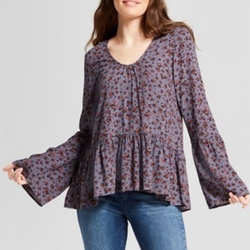 MOSSIMO Supply purple floral pattern peasant too
